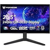 Acer Predator Gaming Monitor | 26.5" WQHD 2560x1440 QD-OLED | AMD FreeSync Premium | 240Hz | 0.03ms | Tilt, Height Adjustment, Pivot & Swivel | DCI-P3 99% | 2 x DP 1.4 & 2 x HDMI 2.1 | X27U W1bmiipprx