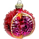 Glass Christmas Tree Ornament, Hand-Painted Christmas Decoration, Hanging Tree Ornament for Holiday and Party Decoration, Hanging Holiday Decor (Pomegranate)