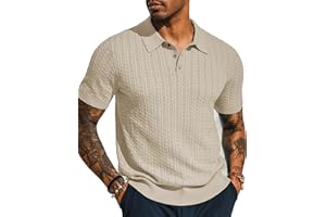 PJ PAUL JONES Mens Knit Polo Shirt Short Sleeve Hollow Out Knit Shirt Texture Knitted Polo