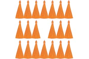 VAPKER 20pcs Orange Tassel Mini Silk Tassels for Craft Jewelry Making Woman, Handmade Soft Ice Silky Tassels with Loops for DIY Projects, Bookmarks(8.5CM/3.5 Inches)