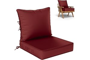 Kimunuk Outdoor Seat Cushion Set 19 L × 19 W × 4 H Inch Waterproof & Fade Resistant Patio Furniture Cushions with Removable Cover with Handle and Straps for Sofa Chairs, Chairs