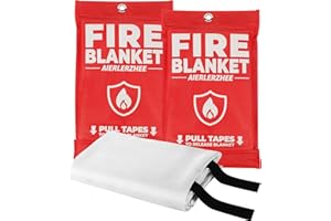 AIERLERZHEE Fire Blanket - 2 Pack 40" x 40" Emergency Fire Blanket for Kitchen and Home,Fireplace,School,Warehouse,Grill