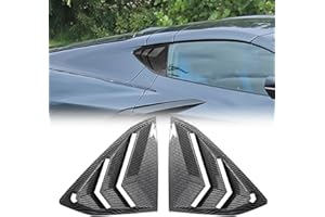 GEARUP Rear Side Window Louvers Cover Corvette C8 Stingray Coupe 2020-2023 Carbon Fiber Printing Air Vent Shades Cover Rear Quarter Window Trim