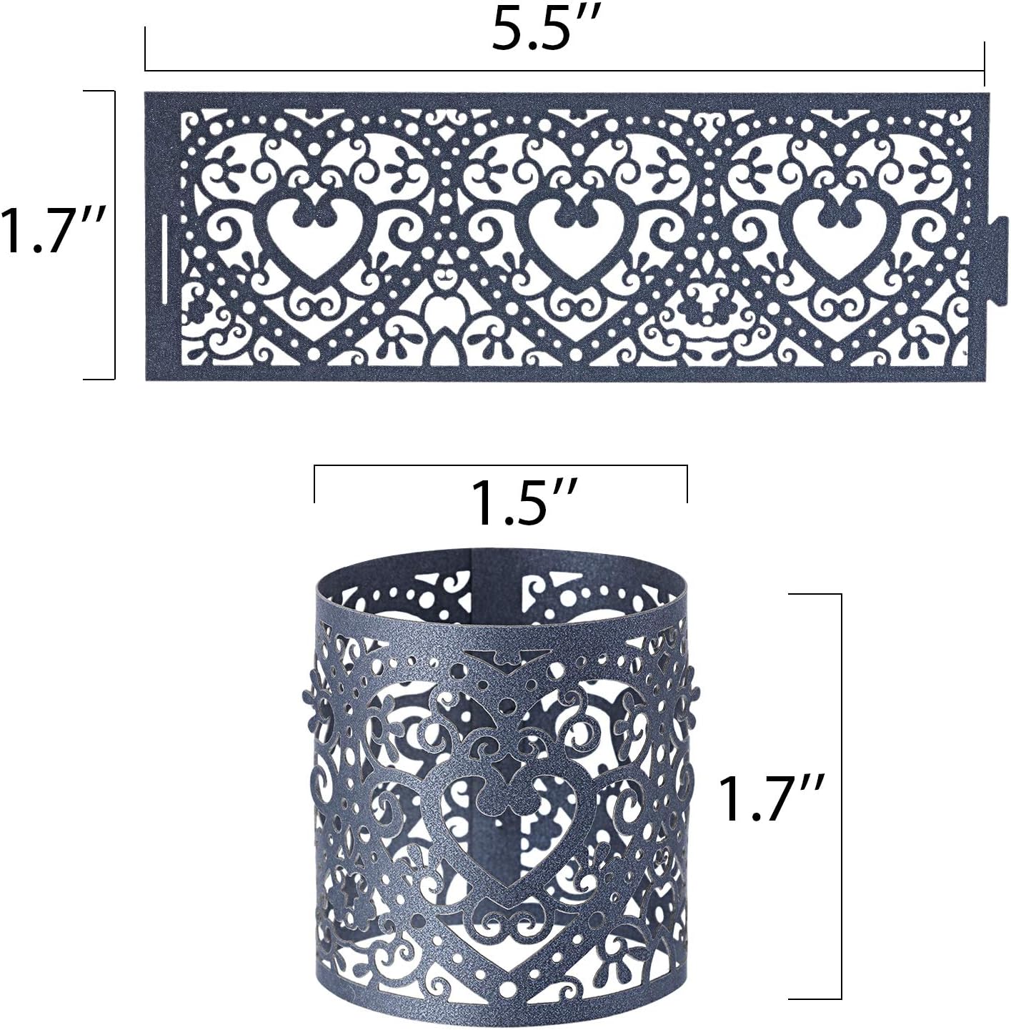 Sumind 24 Pieces Tea Light Votive Wraps Laser Cut Decorative Wraps Paper Candle Holder for LED Battery Tealight Candles for Valentine's Day Birthday Wedding Party Decoration - Image 3