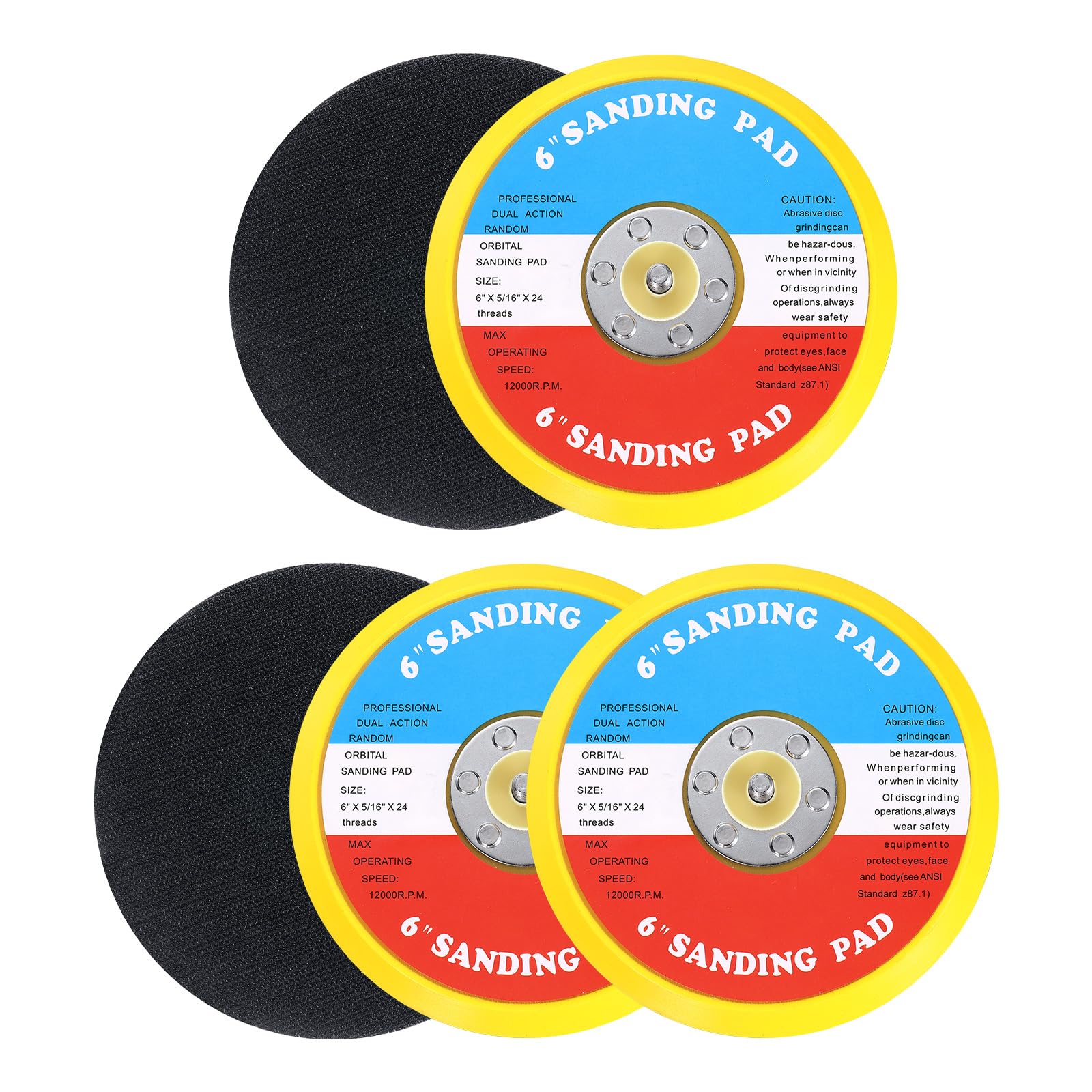 Sourcingmap 5pcs 6 Inch Hook and Loop Backing Sanding Pads with 5/16"-24 Thread for Diamond Sanding Finishing Polishing Buffing Pads, Orange