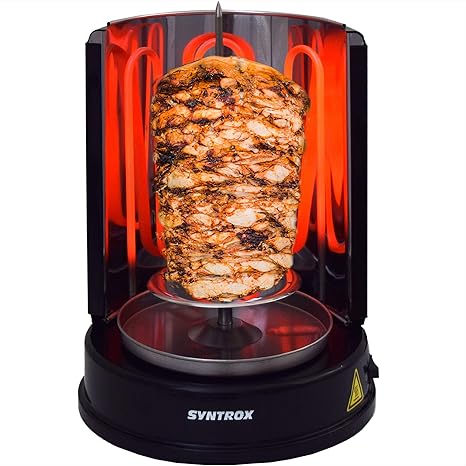 Syntrox Germany Dönergrill Rotisserie Gyrosgrill Hähnchengrill Tischgrill Black RO-1400W-BL