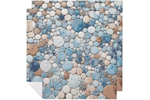 Blue and Brown Mix Cloth Napkins for Hotel, Reusable Square Napkins Cloth 2 PCS Washable, Soft Absorbent Napkin for Family Di