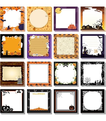 Halloween Post It Notes Halloween Sticky Notes Set - 9 Spooky Designs ...