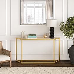Levi 55'' Wide Trapezoid Console Table in Brass