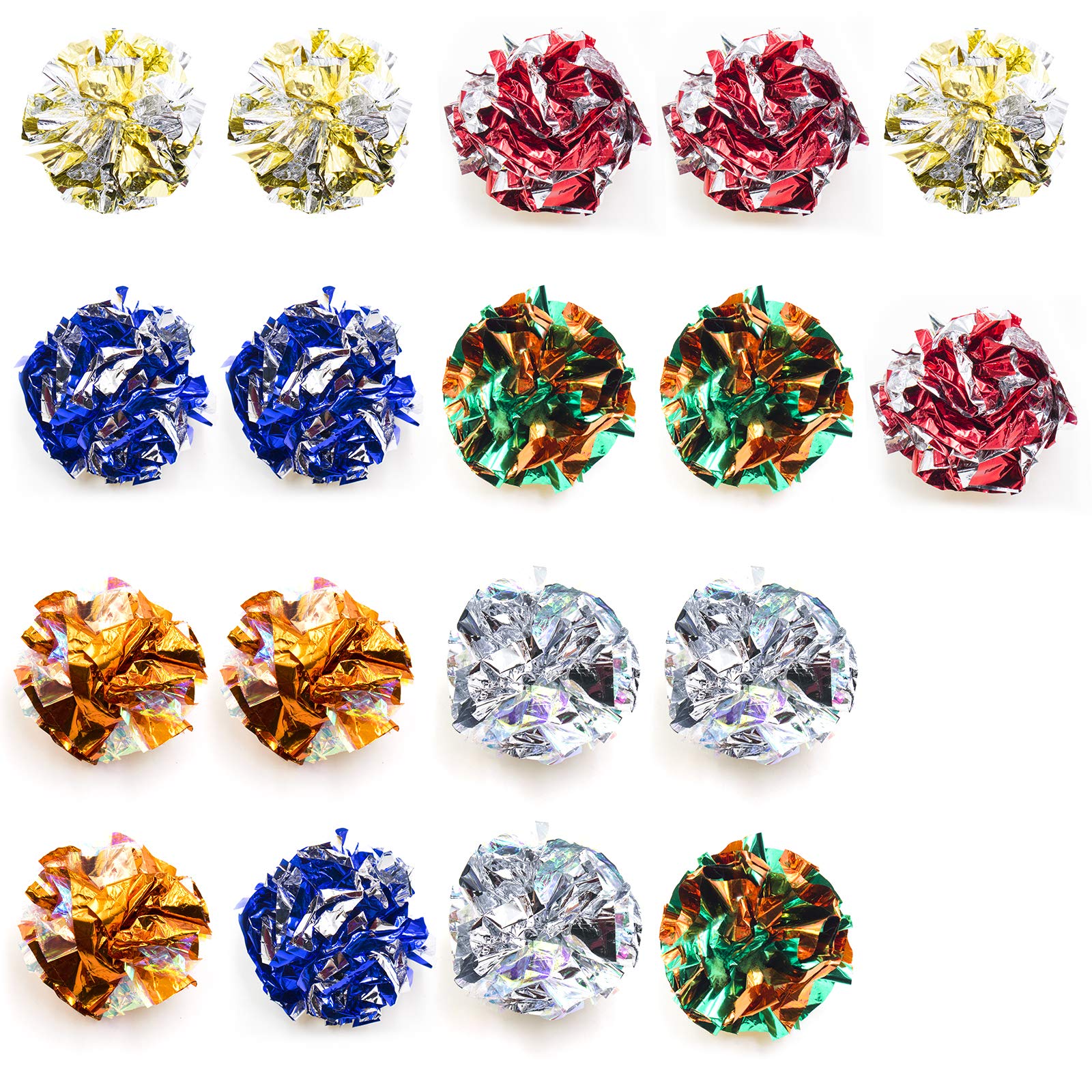 VAPKER 6cm/2.36 Inches Large Cat Crinkle Balls Toys, Colorful Mylar Crinkle Balls for Pet Kitten(18PCS Random Color)