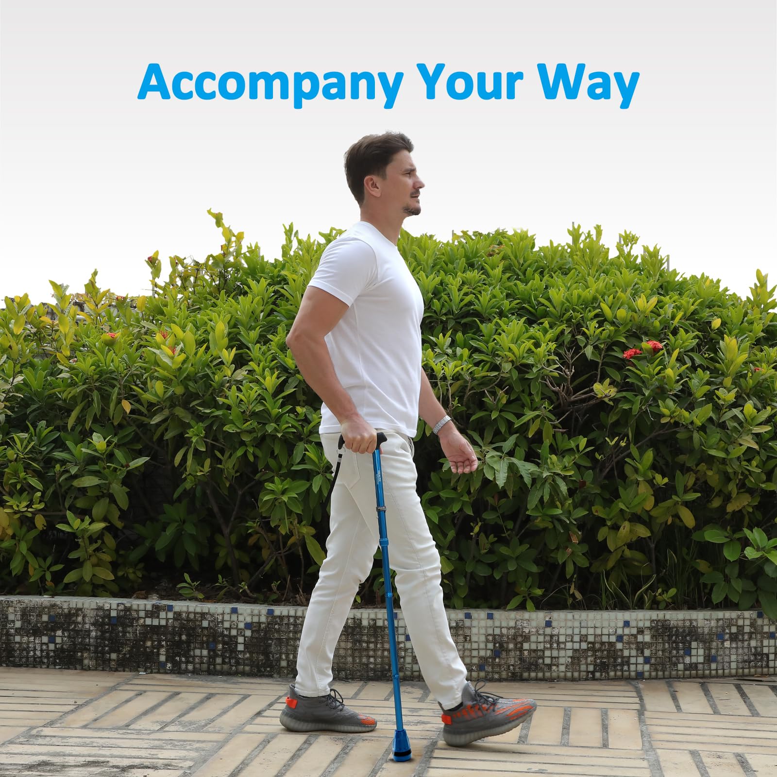 All Terrain Walking Cane for Men & Women, Lightweight, Foldable, Adjustable, Shock Absorption, Collapsible Walking Stick for Seniors & Adults | HealthBazaar