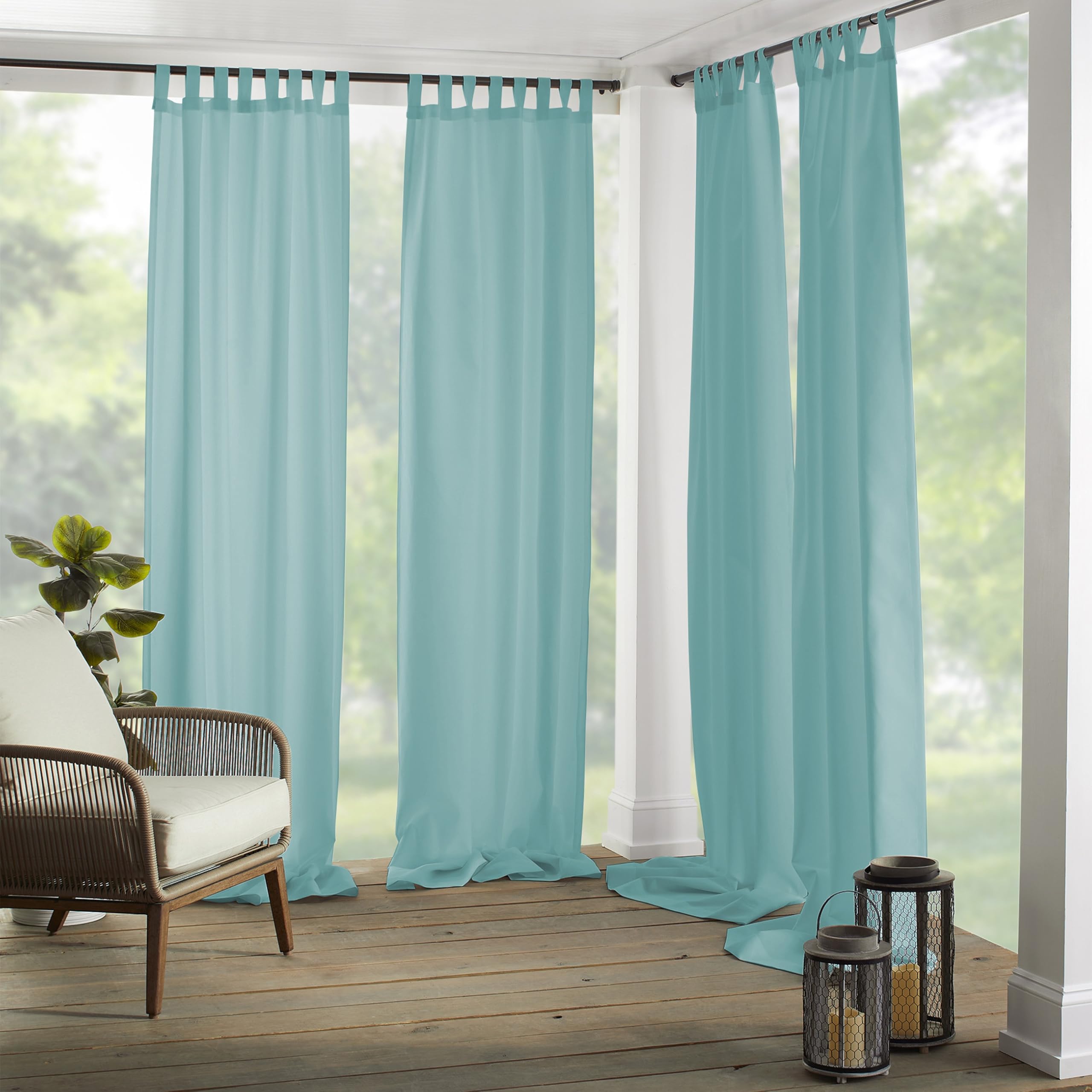 Elrene Home Fashions Matine Weatherproof Tab-Top Indoor/Outdoor Solid Color Curtain Panel for Porch, Pergola, Patio, Deck, 52”W x 84”L, Mineral