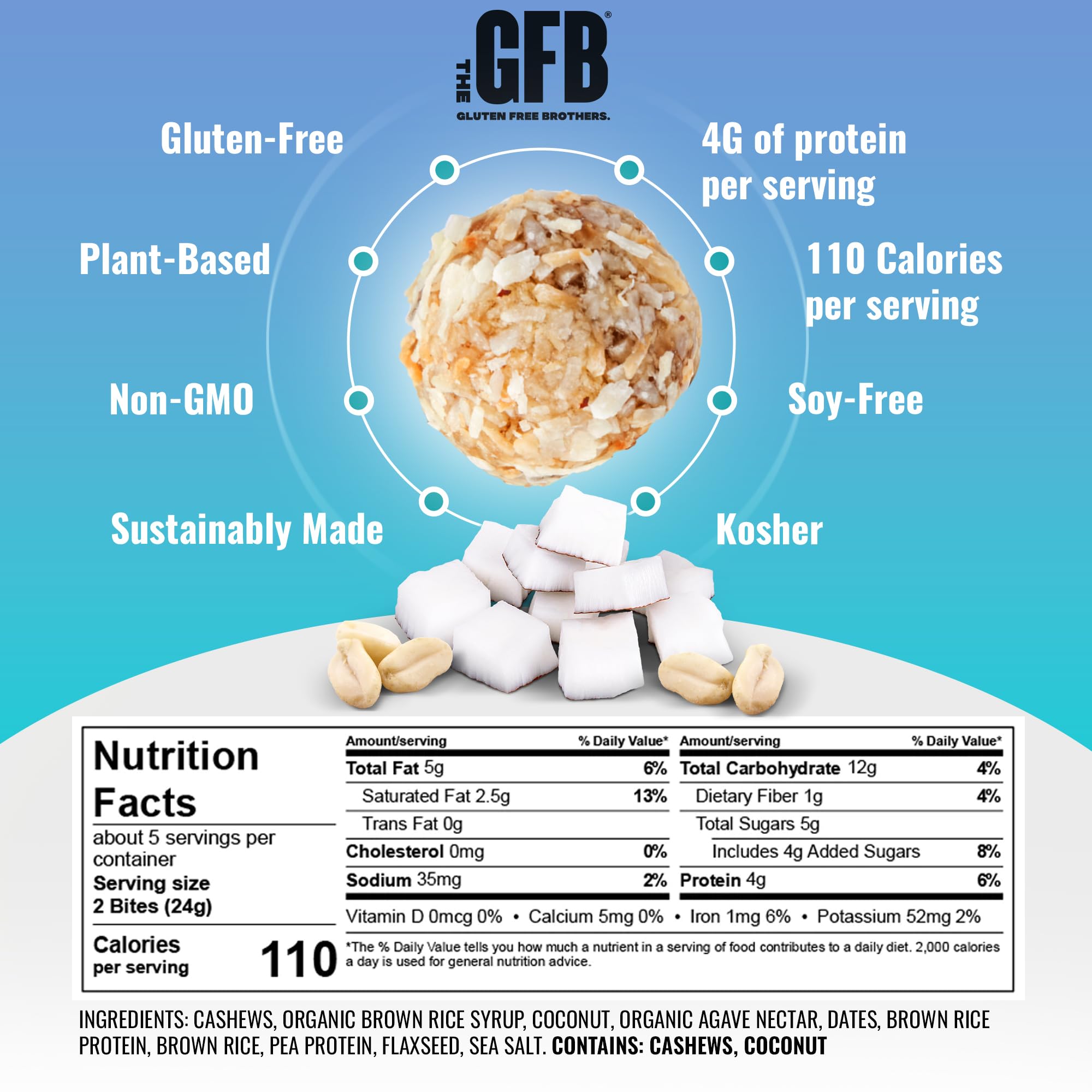 The GFB Variety Pack Protein Bites - Gluten Free, Plant Based, Non GMO, Sustainably Made – Ridiculously Tasty, Healthy, Vegan, Protein Energy Balls, 4 oz (6 Count)