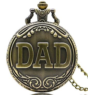 Bronze Classic Vintage Retro Antique Dad Pattern Chain Pocket Watch for Best Gift to Your Father...
