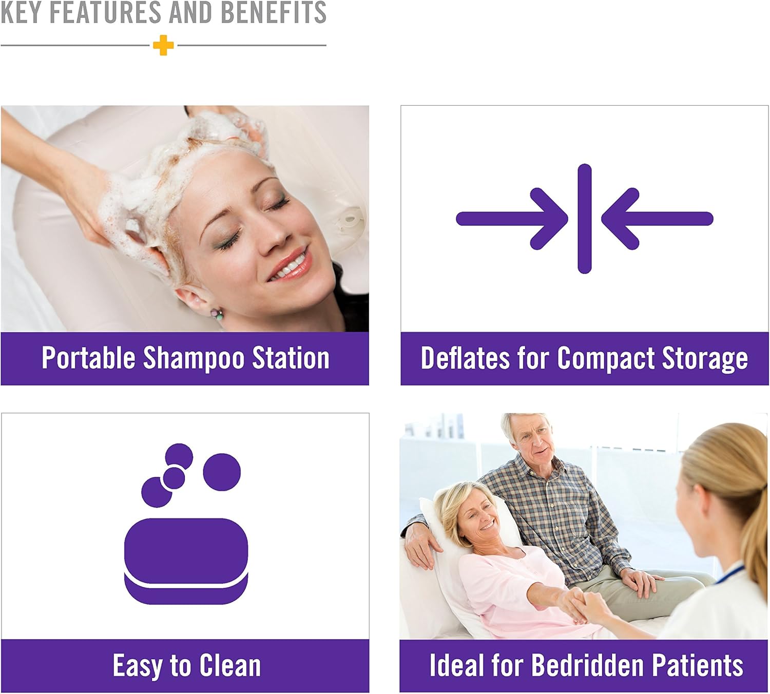 Duro-Med DMI Portable Inflatable Shampoo Bowl for Bedside and in Bed Hair Washing, Hair Cuts and Hair Coloring for The Elderly, Disabled, Bedridden and Handicapped, White: Health & Personal Care