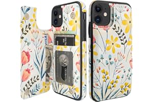 HAOPINSH for iPhone 11 Wallet Case with Card Holder, Floral Flower Pattern Back Flip Folio PU Leather Kickstand Card Slots Case for Women Girls, Double Magnetic Clasp Shockproof Cover 6.1"