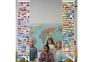 Over 200 International Flag Banner 61 Inch World Flag Banner Welcome Sign Multicultural Around The World Classroom Decor Coun