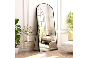 PexFix Full Body Mirror 64"×21" Black Mirror Full Length Arched Mirror Full Length Floor Length Mirror with Stand HD Mirror for Bedroom or Living Room