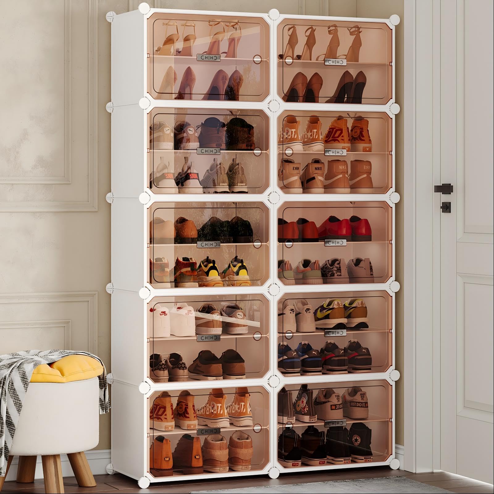 MAGINELS 10-Tier Shoe Rack,Expandable Plastic Shoe Cabinet. Shoe ...