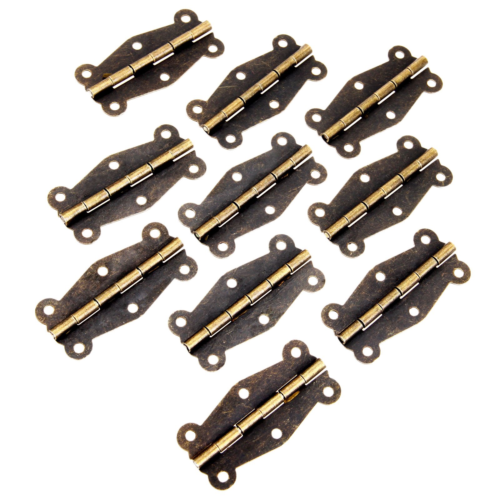 Dophee 10PCS Brass Vintage Butterfly Hinge 51x24mm Antique Bronze Mini Hinges Retro Box Hinges for Home Furniture Toolbox Cabinet Drawer Door Hardware