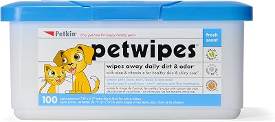 Petkin Pet Wipes Pack of 100 Brand Pet Wipes Removes Dirt Odors