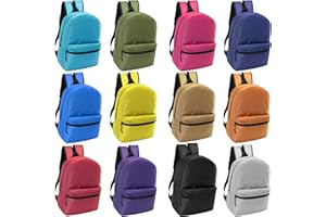 MODA WEST 20-Pack 17" School Backpacks for Kids - Backpacks in Bulk for Elementary, Middle, and High School Students, 12 Assorted Colors