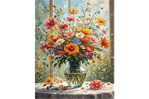 Paint by Numbers Adult Kit, Flowers Paint by Number for Beginners - 16x20 Inch, Flowers Acrylic Oil Painting Adult Paint by N