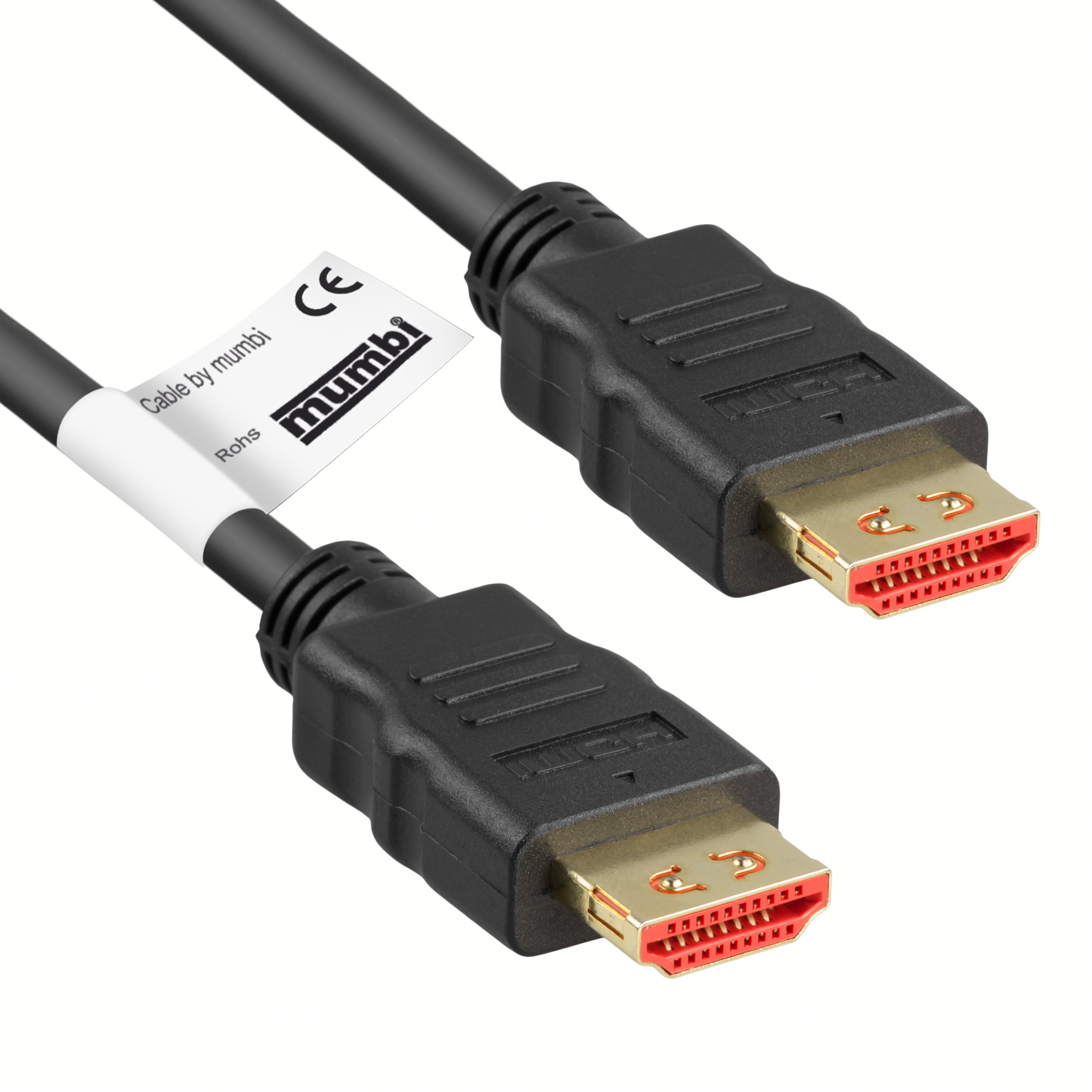 mumbi HDMI High Speed Cable with Ethernet with 4K / 3D Support at 24 Hz with Locking 1 m Black