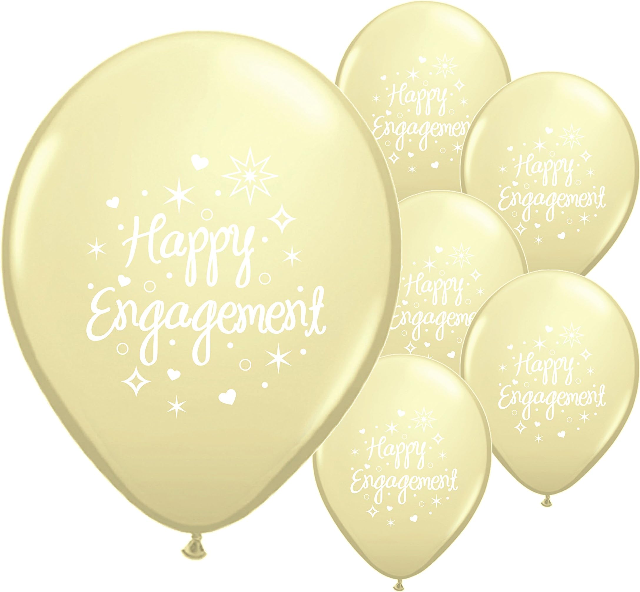 10 x HAPPY ENGAGEMENT 12" HELIUM QUALITY PERALISED BALLOONS IN 7 COLOURS (IVORY)