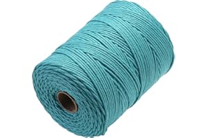 GOHOHOF Macrame Cord 4mm x 328yards Natural Macrame Cotton Rope Colored Macrame Rope Soft Cotton Cord Macrame Supplies Craft Rope Macrame Yarn for Plant Hanger Wall Hanger Dreamcatcher(Lake Green)