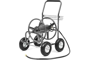 Autodaya Garden Water Hose Reel Cart - 250 ft. Capacity, 10" Pneumatic Tires, Powder-Coated Steel Frame for Tangle-Free Garden Hose Storage