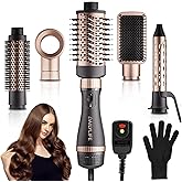 Hair Dryer Brush Set, DAILYLIFE Blow Dryer Brush with 5 Attachments, Multi Hair Styler for Salon Blowouts, Volumizing, and Straightening, Ionic Function, Frizz Free, with Glove