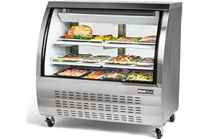 PEAKCOLD Stainless Steel Small Curved Glass Deli Case; Meat or Seafood Display Showcase; 48" W