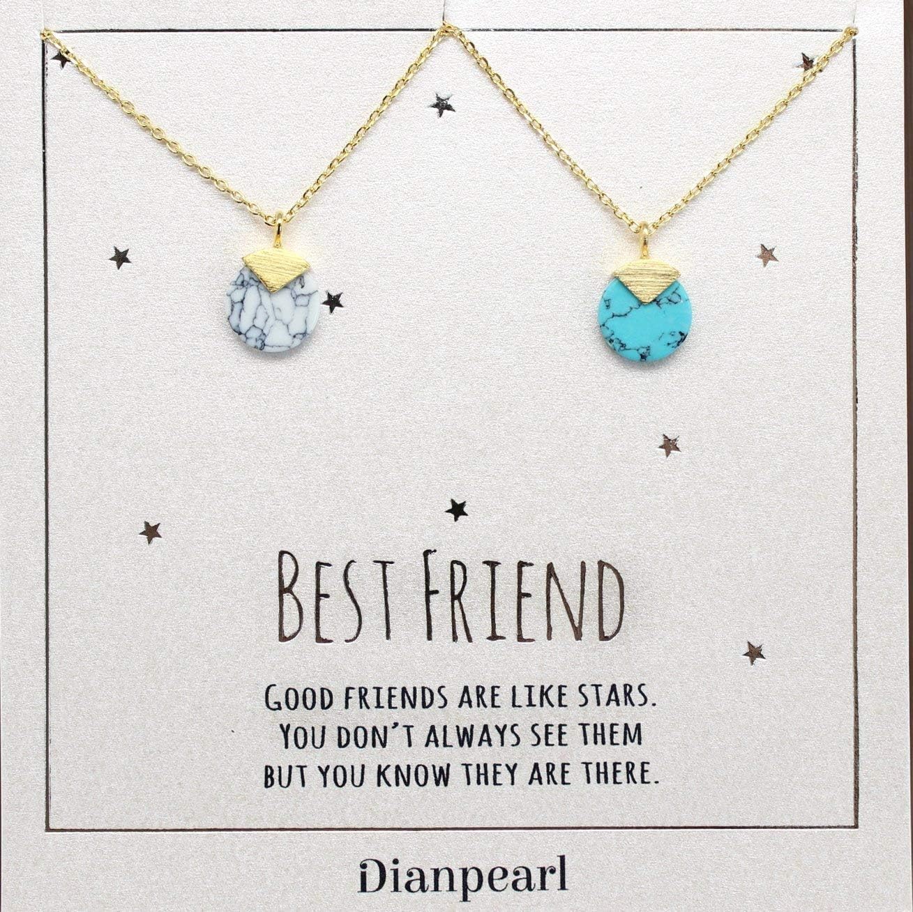 DianpearlDianpearl Best Friends Necklace for 2 / Premium Howlite gemstone/a gift-worthy item bff graduation gift Christmas marble necklace Frendship long distance