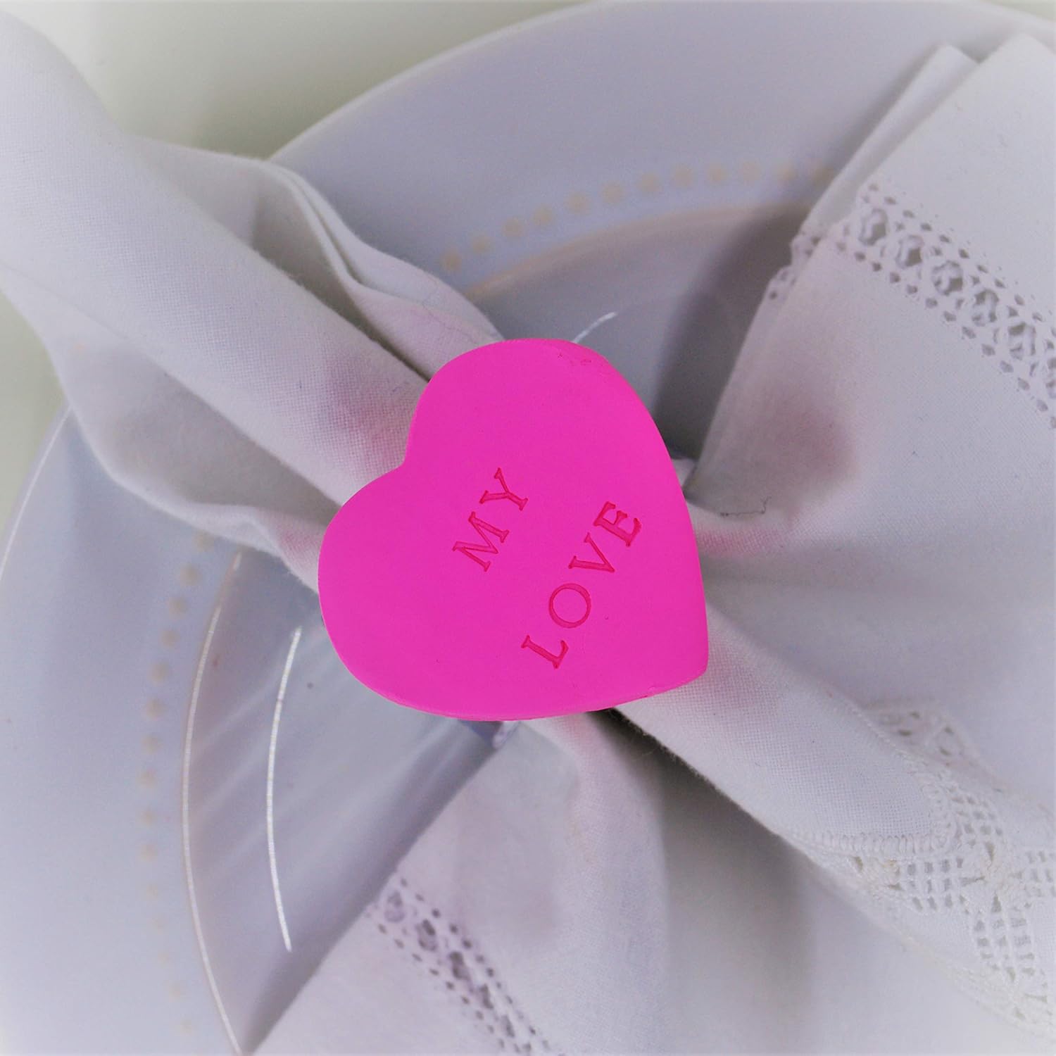 Conversation Heart Napkin Ring (set of 6) Handmade