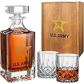 Army Whiskey Decanter Gift Set | 730mL Decanter 2 Whiskey Glass | Military Gifts for Loved Ones Serving For Our Country - Army, Navy, Airforce - Father's Day, Birthday, Housewarming - Men, Dad, Him