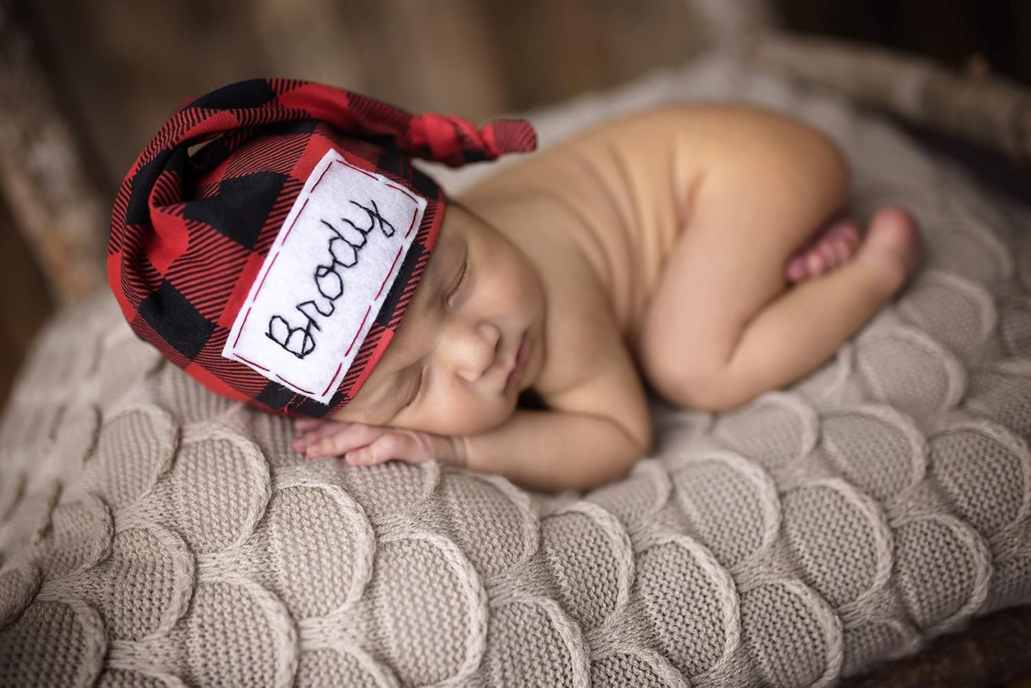buffalo plaid baby hat