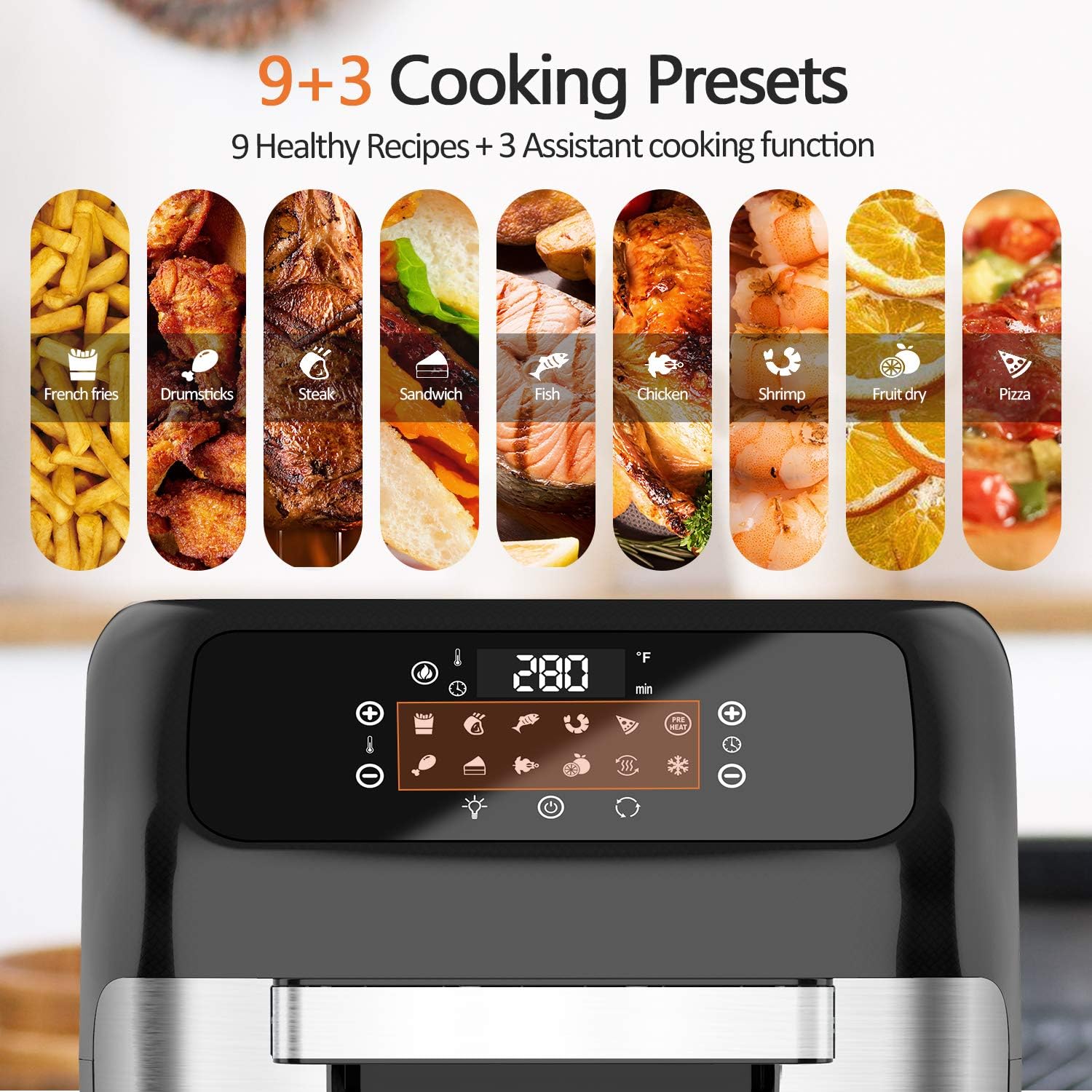 whall Air Fryer, 13QT Air Fryer Oven, Family Rotisserie Oven, 1700W Electric Air Fryer Toaster Oven, Tilt led Digital Touchscreen, 12-in-1 Presets for Baking, Roasting, Dehydrating, with Accessories: Kitchen & Dining