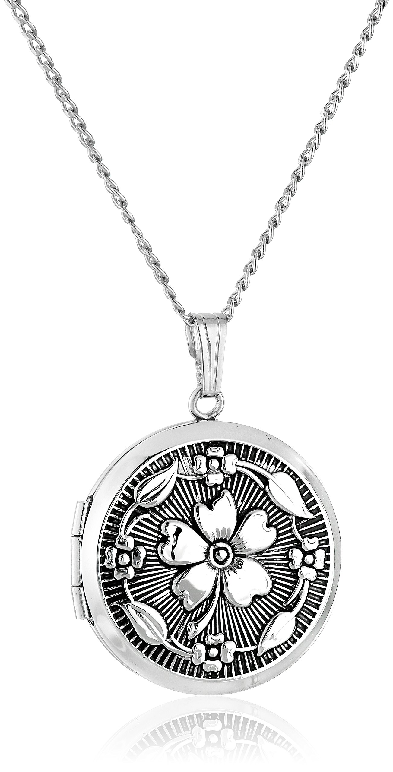 Sterling Silver Embossed AntiqueFinish Locket Necklace, 20" on Galleon