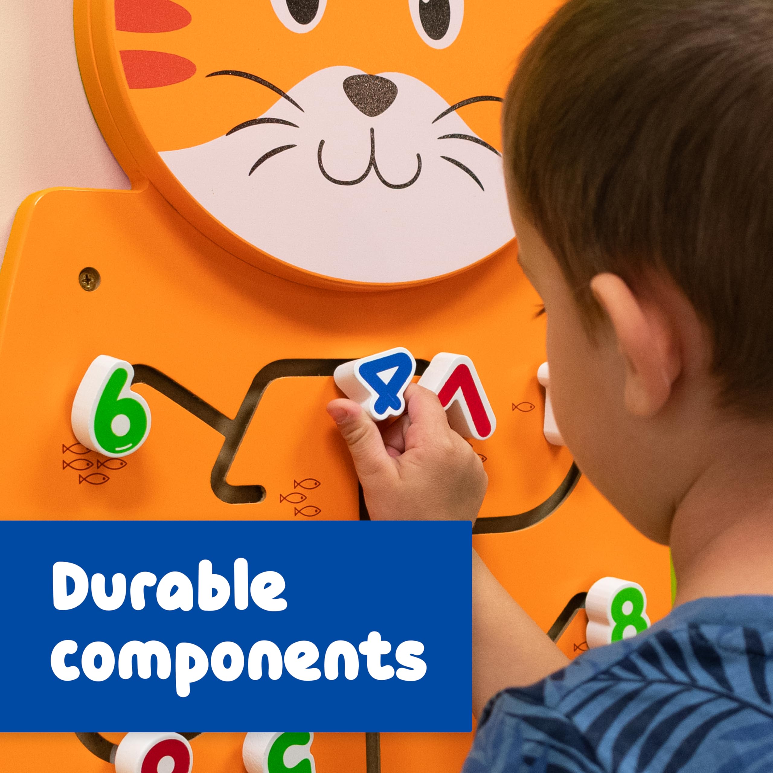 LEARNING ADVANTAGE Cat Activity Wall Panel - 18m+ - Toddler Activity Center - Wall-Mounted Toy - Busy Board Decor for Bedrooms, Daycares and Play Areas