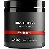 Toniiq Milk Thistle - Ultra High Potency 50:1 Extract with 80% Silymarin - Highly Concentrated - Third-Party Lab Tested - 90 Capsules