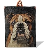 Plistiz English Bulldog Throw Blanket for Women Girls Boys, Soft Flannel Blankets Gifts for Living Room Couch, Home, Sofa Decor, 50"x60"