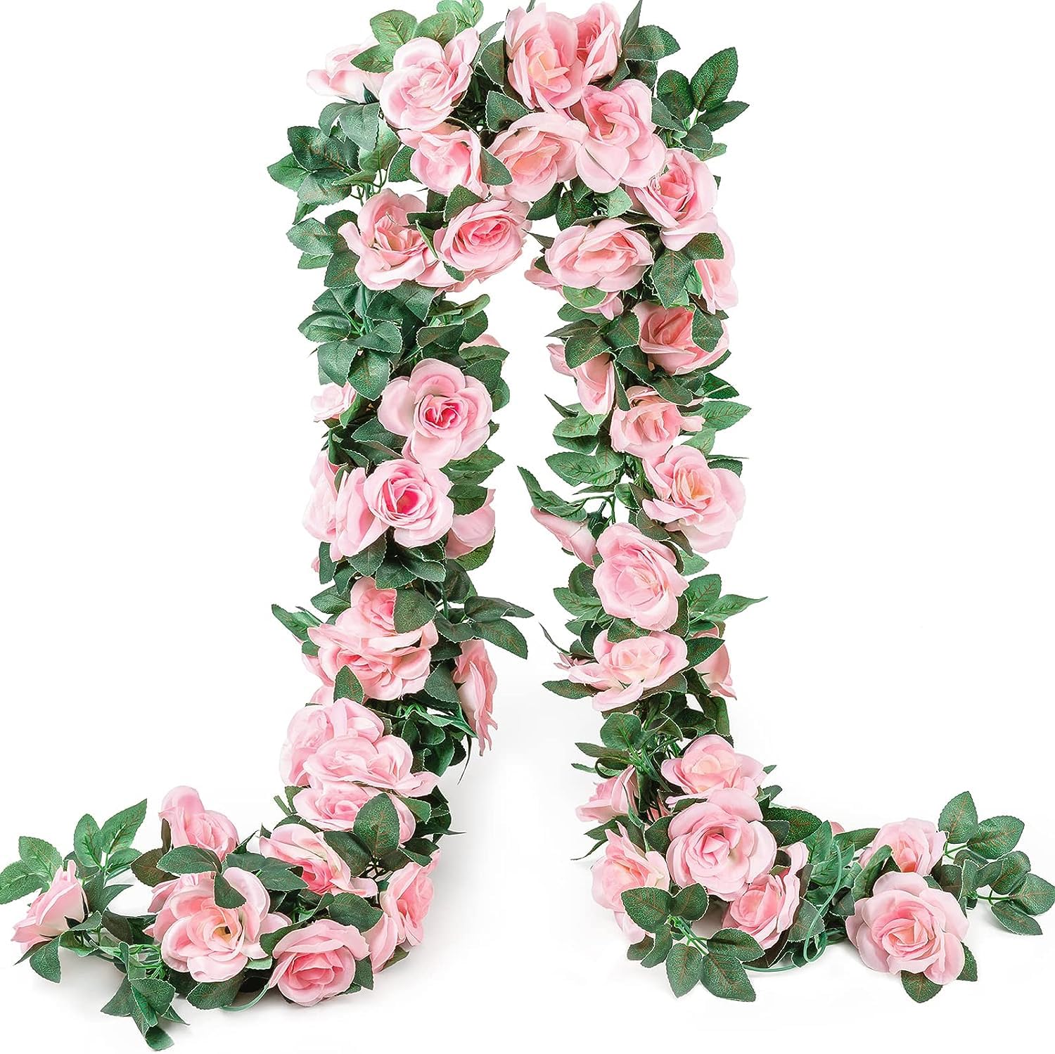 Photo 1 of 10PCS Fake Rose Garland, 7.5Ft Artificial Vines Flowers Hanging Rose Vine forfor Table Wedding Backdrop Arch Wall Party Mantle Festival Decor (Pink)