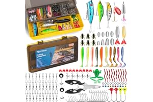 WITOROR Fishing Lures, Tackle Box with Tackle Included, Crankbaits, Spoon, Hooks, Weights & Other Accessories, Fishing Bait Lure Gear Kit Gifts for Men Bass Freshwater