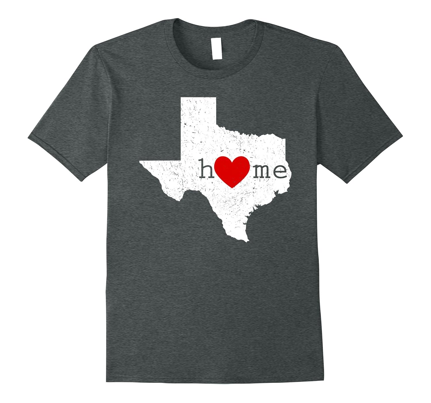 Texas Home T Shirt Distressed TX Map with Red Love Heart-Rose