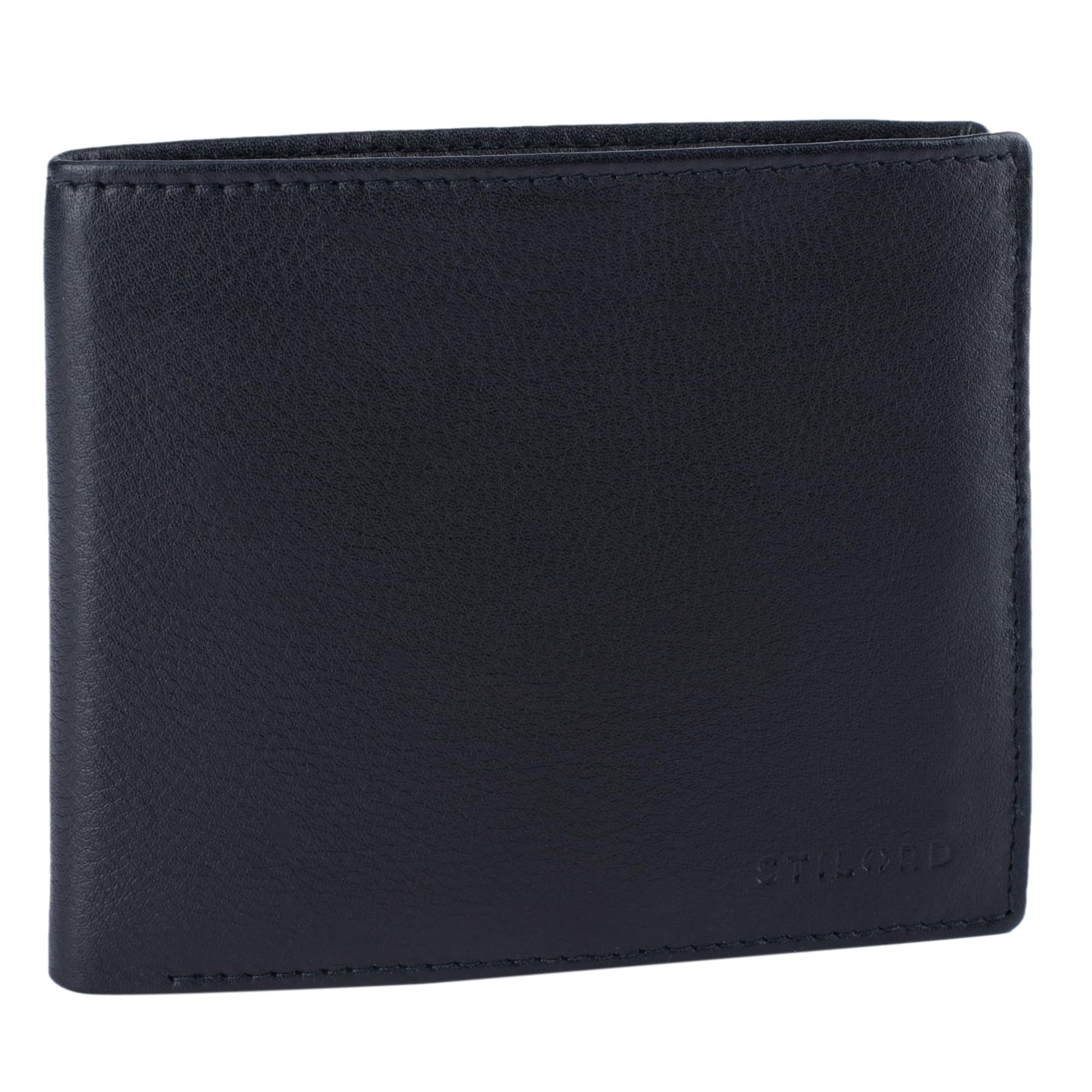 STILORD 'Lewis' Classic Leather Wallet for Men RFID Blocker Large Purse with Credit Card Holder and Coin Pocket Vintage Design, Colour:Black