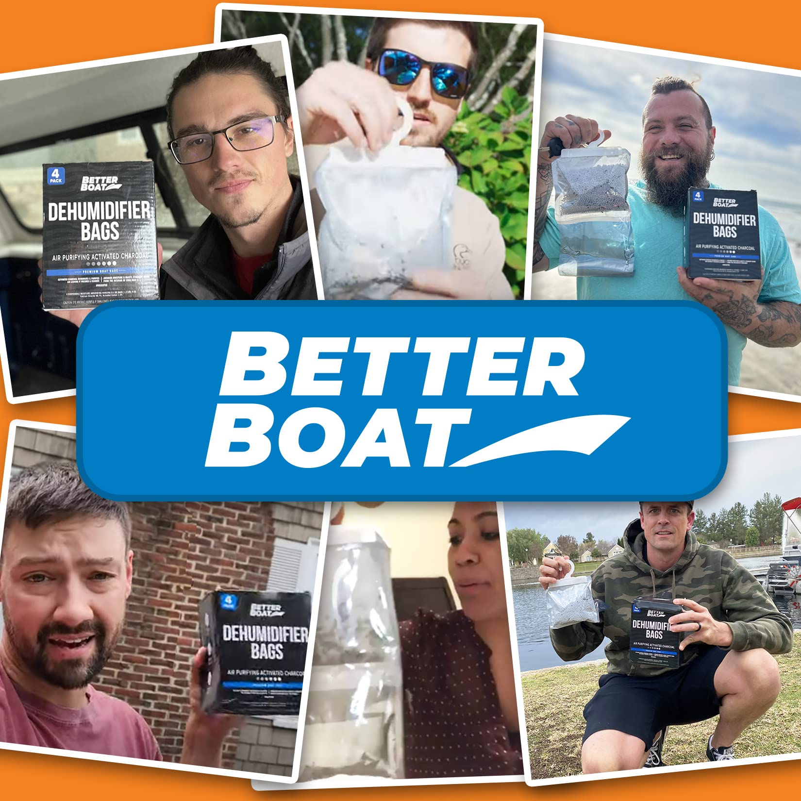 4 Pack Moisture Absorber Hanging Bags, Boat Dehumidifier with Charcoal, Unscented, Removes Dampness and Musty Odors, Ideal for Basement, Closet, Home, Car, RV, and Boating