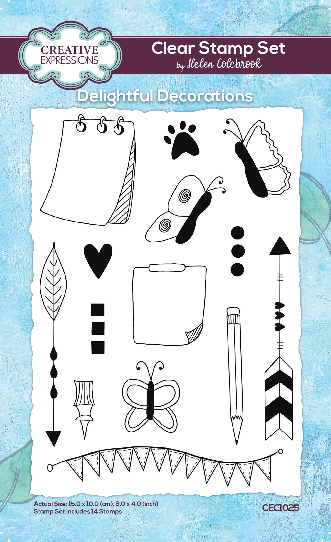 Creative Expressions Helen Colebrook-Clear Stamp Set-Delightful Decorations, 4 in x 6 in