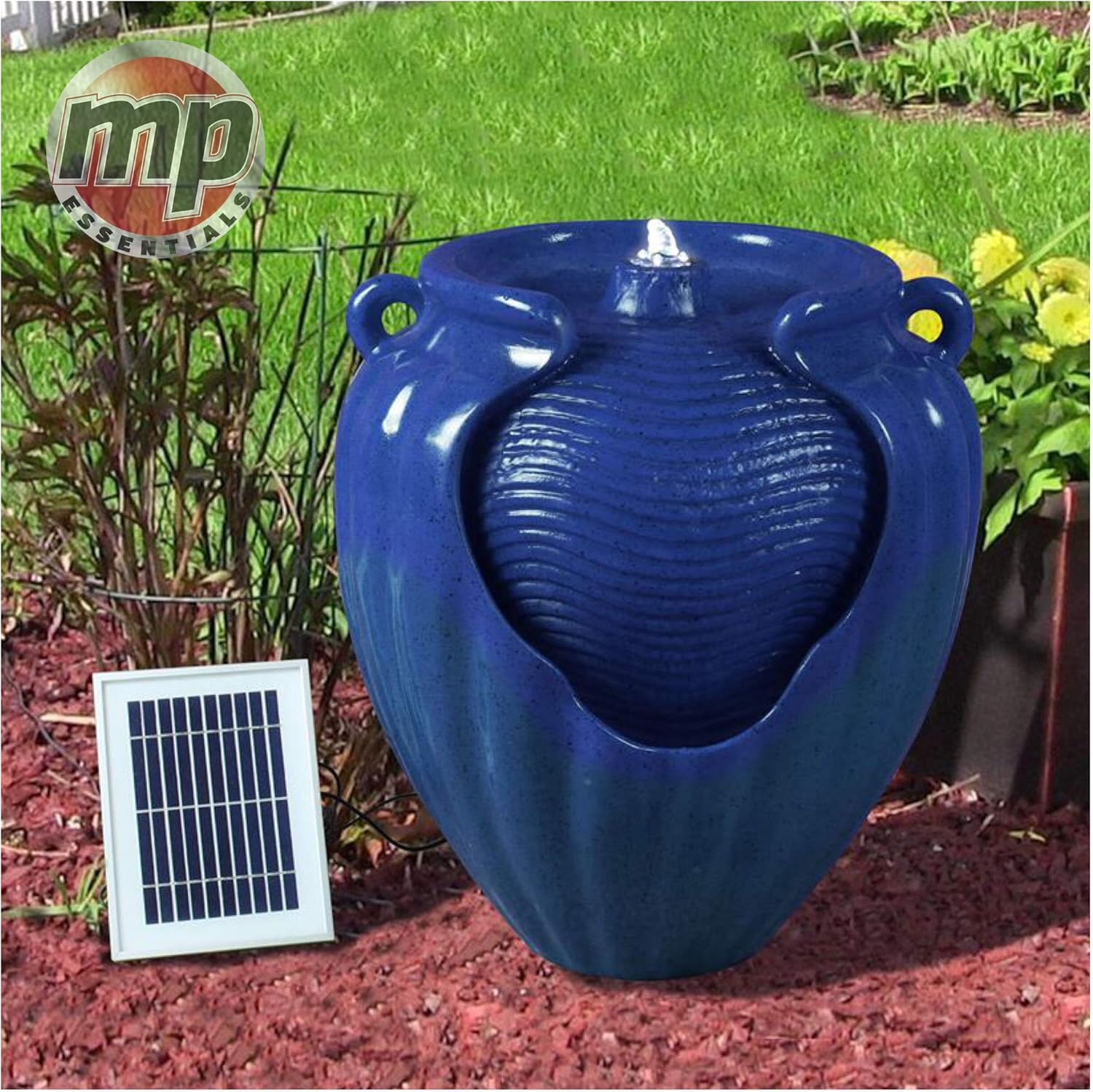 MP Essential Garden Outdoors Solar Ceramic Pot Urn Terracotta Water