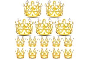 FFNIU 15Pcs Mini Crowns for Flower Bouquets, Mini Crown Cake Topper, Small Crystal Pearl Cupcake Toppers for Flower Arrangements Cupcake Baby Shower Birthday Party Wedding Decor